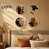 Hollow Wood Wall Ornaments 4Pcs Wooden Cat Decor, 2D Flat Geometric Art Prints Indoor Hanging Sets Art, Modern Minimalist Signs for Living Room