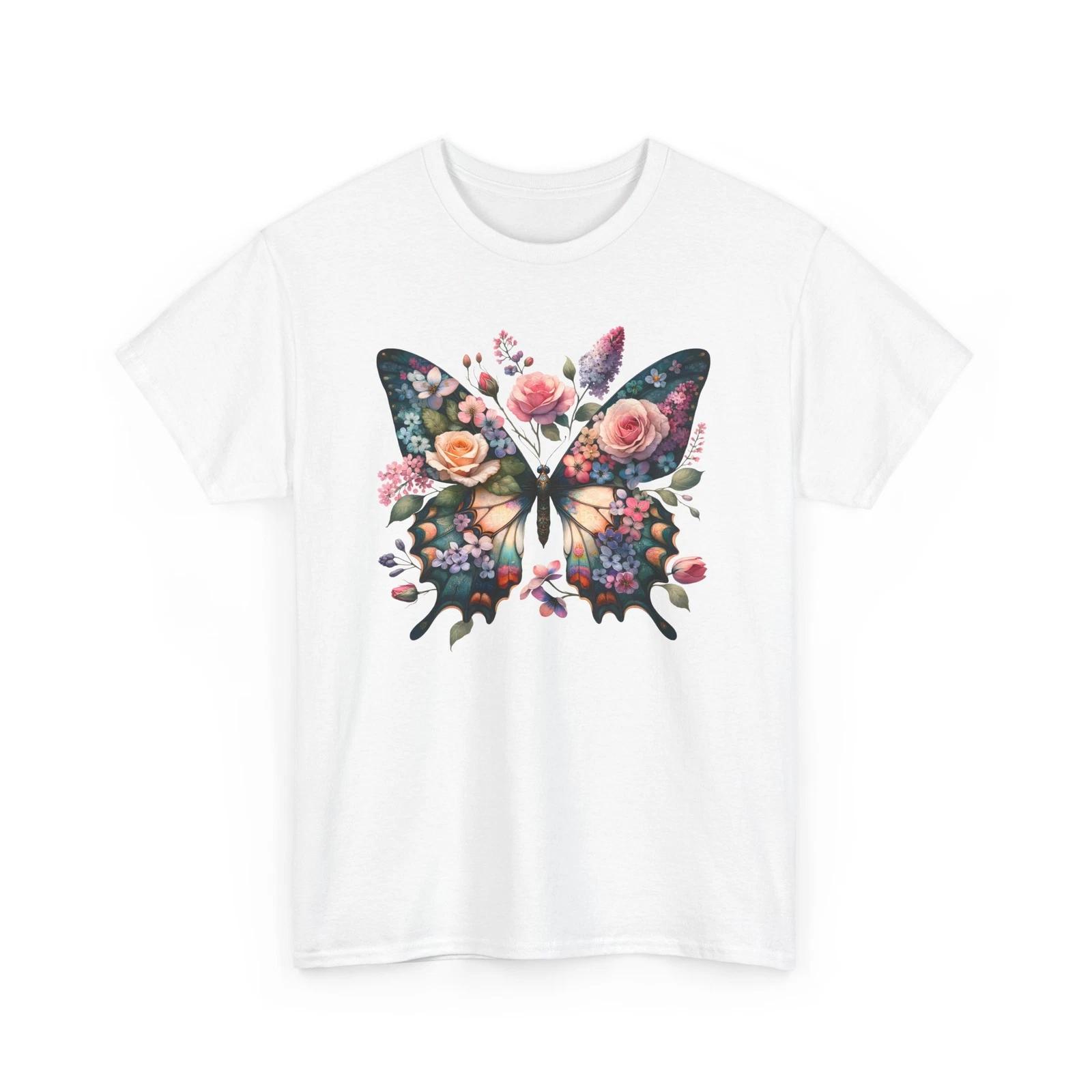 

Pastel Colors T-Shirt | Soft Spring Hues & Floral Beauty Tee | Butterfly Shirt XL