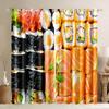 Funny Japanese Food Sushi Print Curtains for Kids Living Room Bedroom Kitchen Window Drape Right Biparting Open Drapes 2 Panels