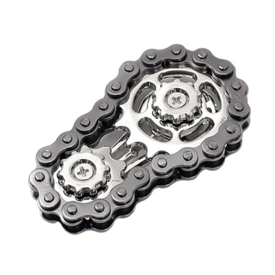 Gear Chain Fidget Spinner Toy Stress Anxiety Relief Zinc Alloy Gear Fingertip Toy Home Office Worker Relaxation Spinning Gear Chain Desk Toy