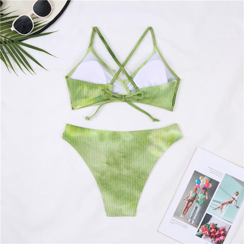 Trendy Back-Tie Drawstring Bikini Swimsuit