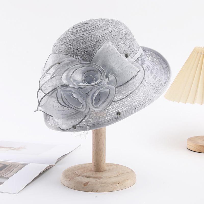 Summer lace breathable sun hat women's mesh flower pot hat sun hat fashion versatile crimped top hat
