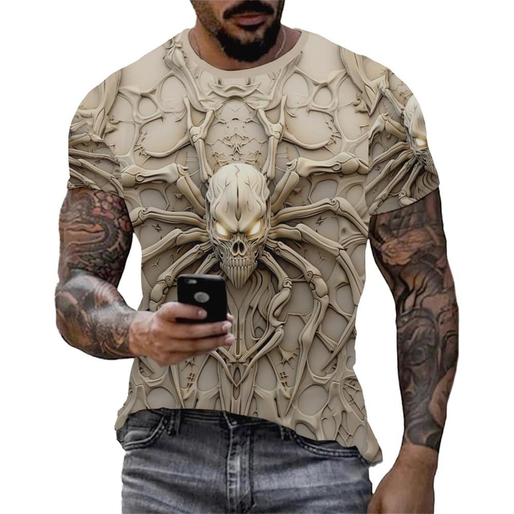 

Graphic Tees Men S-3XL Skull Skeleton Print Personality Short Sleeve T-Shirt Novelty Pattern Vintage Funny Casual Shirt 6XL