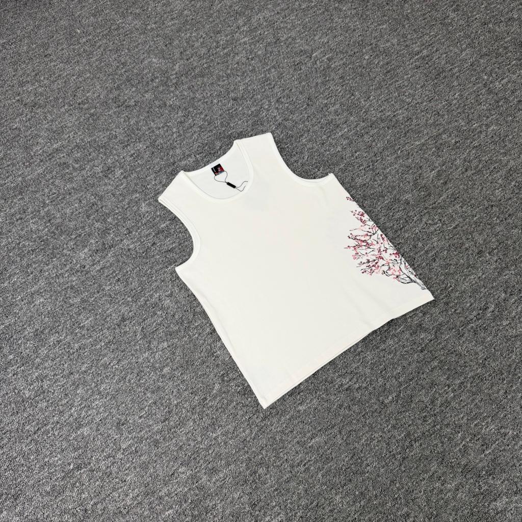 ZYLLO Embroidered Sleeveless High Quality Loose Cotton Women Men Tank Top Streetwear