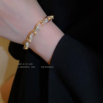 Zircon Chain Geometric Bracelet Light Luxury High-end Fashion Bracelet Elegant Temperament Jewelry Summer Trendy
