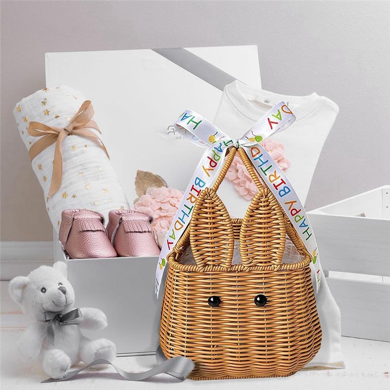 ABWR- Easter Egg Handwoven Gift Basket Picnic Basket Fruit Storage Basket Flower Basket Durable Easy Install