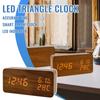 Multifunctional Digital Wooden Alarm Clock with LED Display Temperature Humidity Monitor and Adjustable Brightness for Bedroom Office