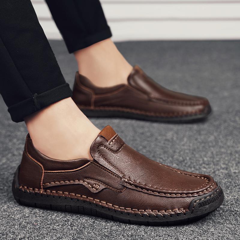Ručně vyráběné pánské boty pro volný čas z pravé kůže Pohodlné a prodyšné mokasíny Pánské ploché boty pro business
