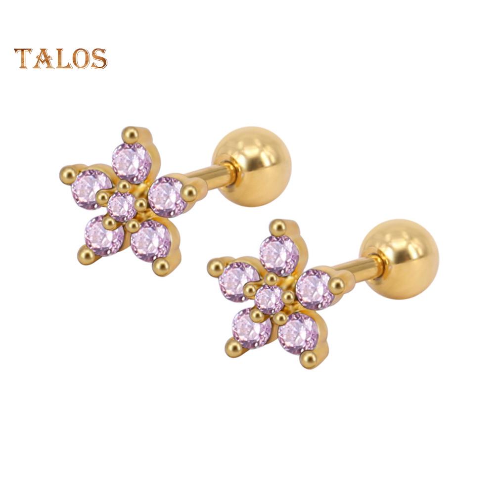 TJ Women Cubic Zirconia Flower Ear Stud Earring Piercing Cartilage Jewelry Gift