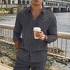 Autumn New Men's Corduroy Shirt Long Sleeve Button Solid Color Cardigan Top