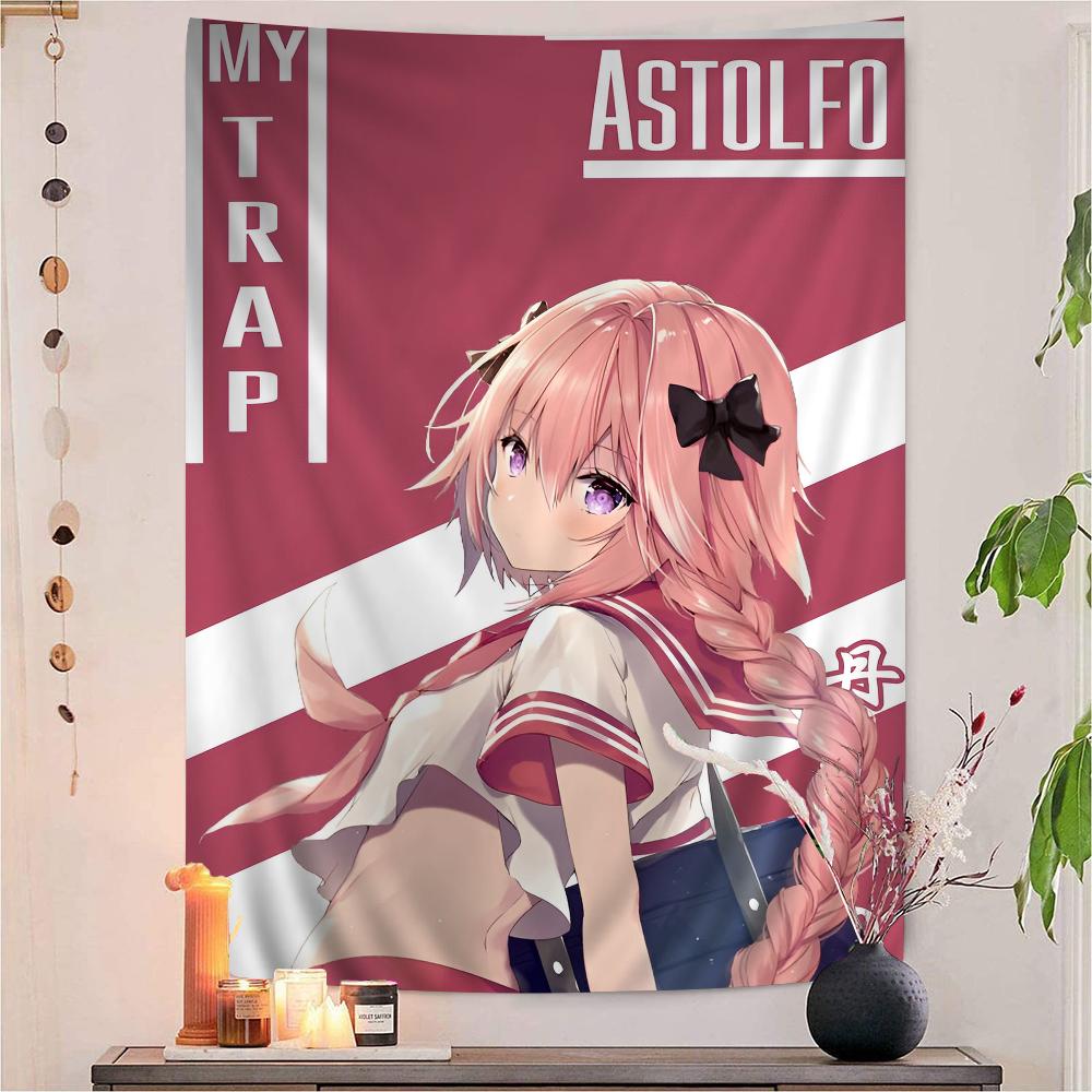 Fate Apocrypha Astolfo Anime Tapestry Hippie Flower Wall Carpets Dorm Decor Cheap Hippie Wall Hanging