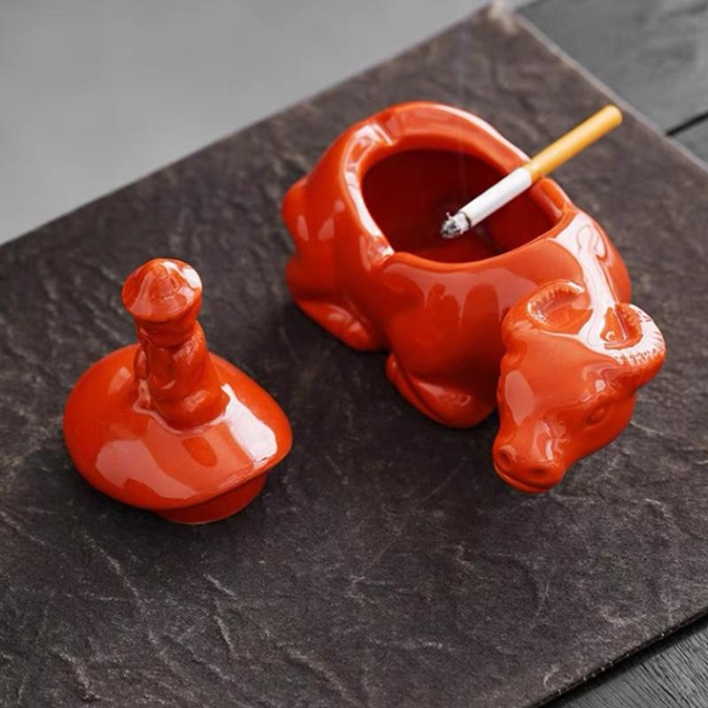 Cute Crab Ashtray With Lid Anti Fly Ash Ceramic Cigar Ashtray Living Room Home Office Decoration Art Ornaments Gift