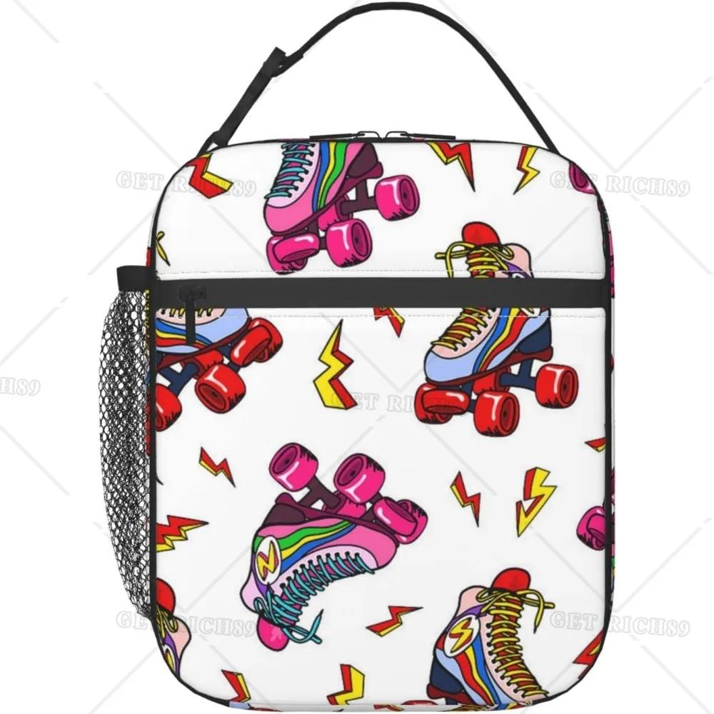 Skates Game Theme Insulated Lunch Bag for Women Men Diamond Mobile Phone Reusable Lunch Box Cooler Bag for Office Picnic