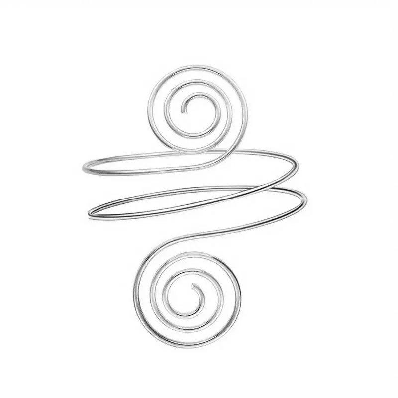European & American Geometric Wave Cuff Bracelet Set with Metal Leaf and Crescent Design