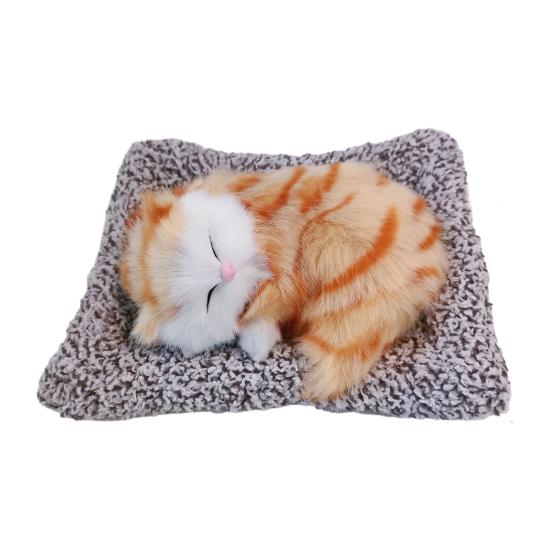 Sleeping Cat Plush Toy with Soft Faux Fur Bamboo Charcoal Bag Air Purifier Car Decor Realistic