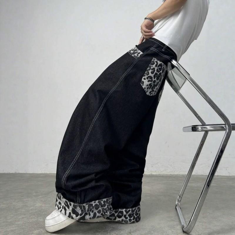 Jeans Rectos de Pierna Ancha de Tiro Alto con Estampado de Leopardo Denim Lavado para Mujer Corte Holgado Pantalones Casuales Otoño 2026
