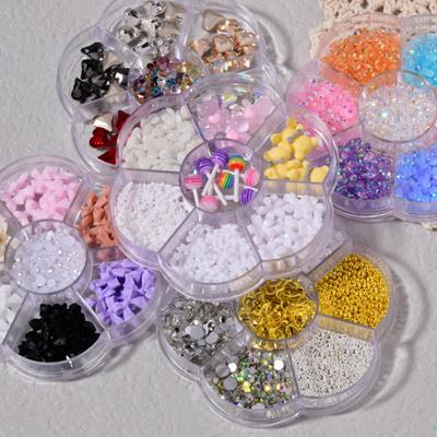 1 Box Nail Decorations Bow-knot Bears Faux Pearl DIY Crafts Creative Nail Art