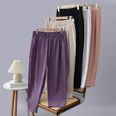Elastic High Waist Long Pants for Women Solid Basic Simple Work Pants Casual Fashion Slim Work Pants with Packets Breathable Comfortable Plus Pants