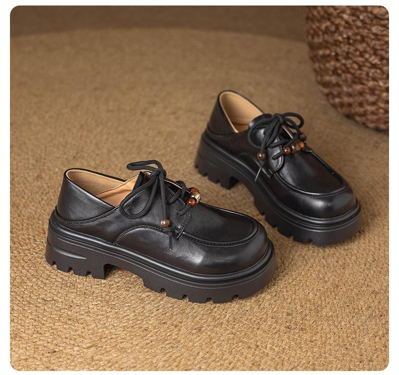 

Версия из коровьей кожи~ лоферы женские осенние новые модные маленькие мужские туфли на платформе для работы в британском стиле, маленькие кожаные туфли, удобные туфли-одиночки 40