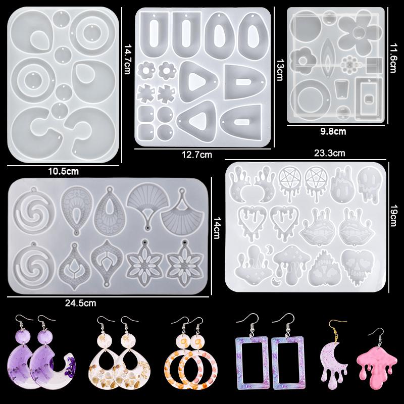 Epoxy Casting Molds Set Silicone UV Casting Tools Kits Resin Casting Molds For Jewelry Making DIY Earring Findings 16 Styles