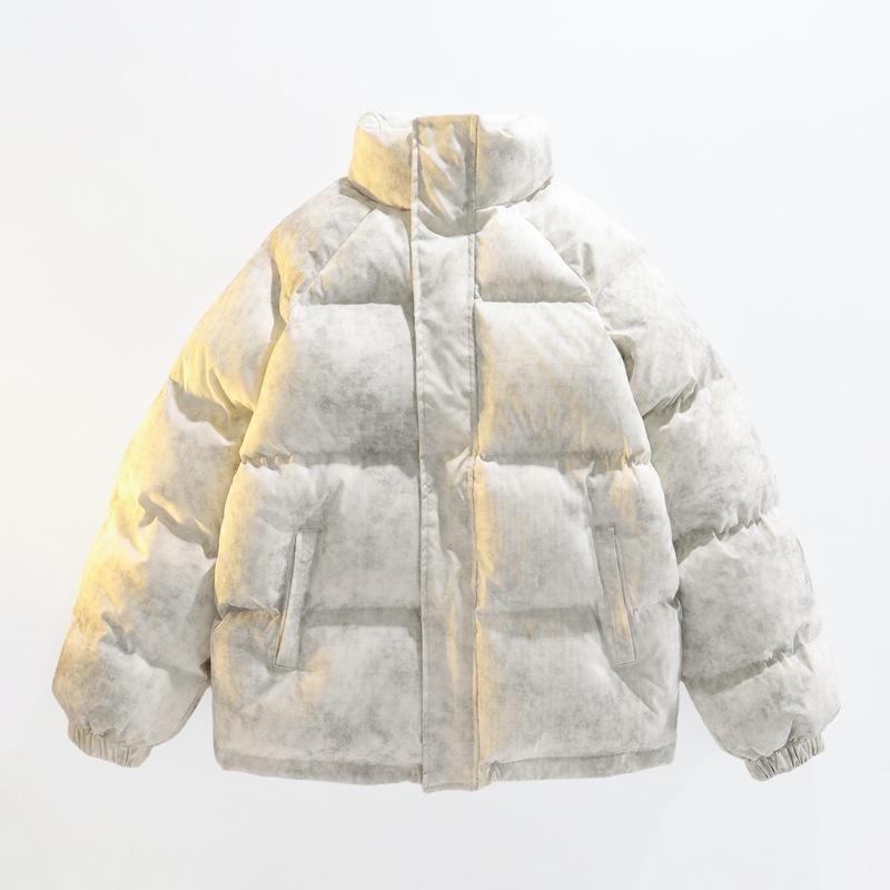 Updated Winter Cotton Coat Mens Stand-up Collar Couples Same Style Thickened Bread Coat Versatile Top M