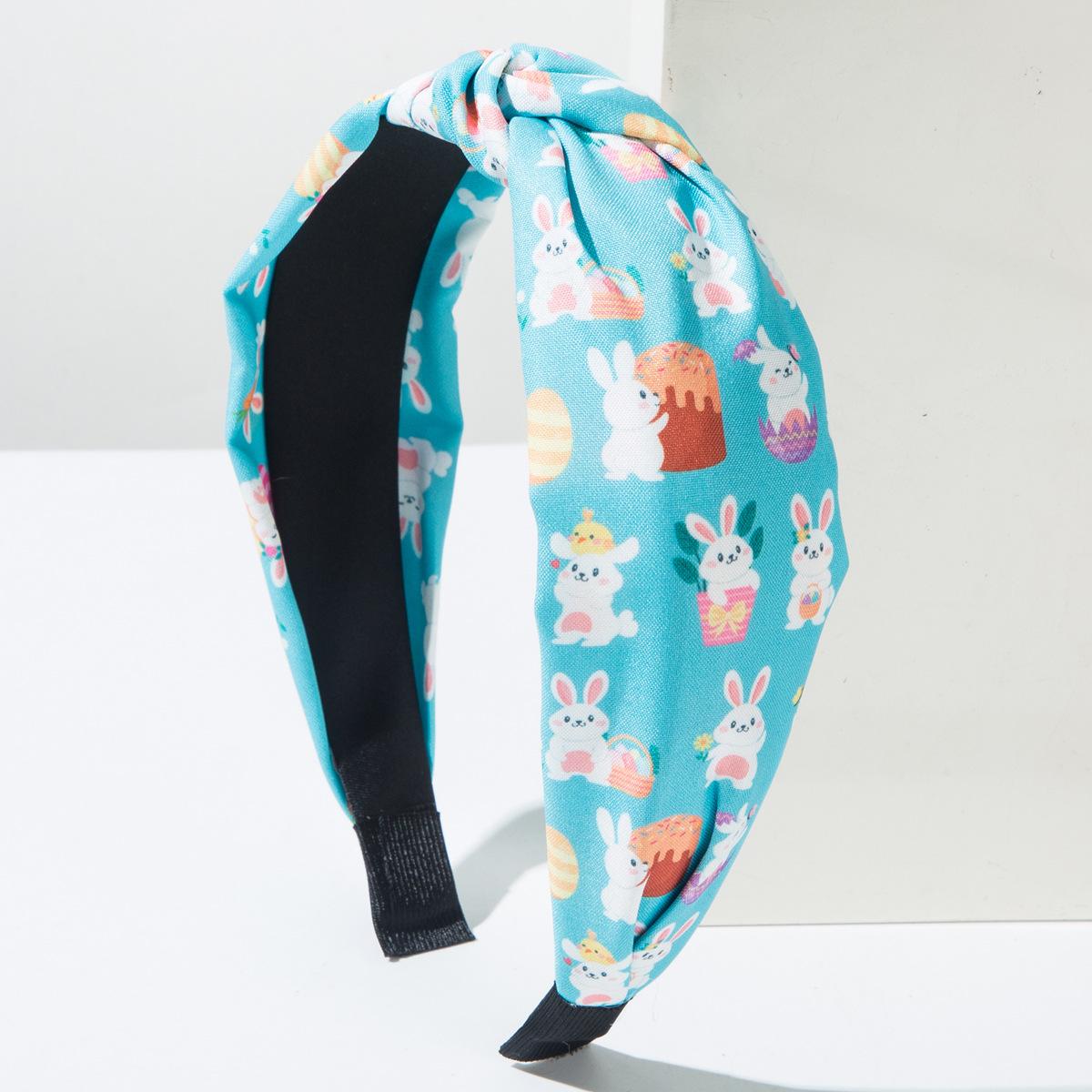 

Новая пасхальная повязка на голову с узлом, со сладким принтом кроликов пастельных цветов, милые праздничные аксессуары для волос