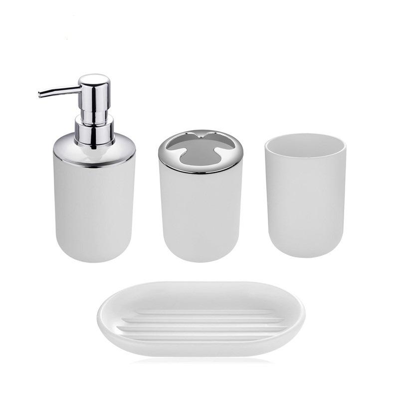 4/6pcs New Bathroom Set Soap Dispenser Toothbrush Holder Toilet Brush Trash Can Soap Dish Bathroom Practical Accessories
