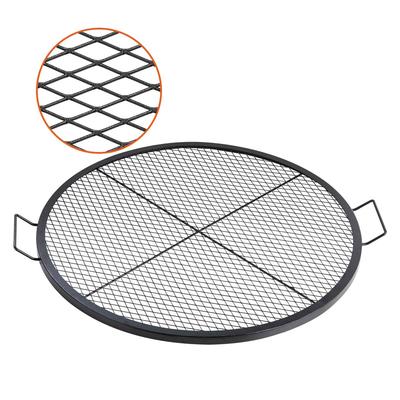 Ruszt do paleniska X-Marks, Okrągły ruszt do gotowania, Wytrzymały stalowy ruszt grillowy na ognisko z uchwytem i wspornikiem X-Wire, Przenośne naczynia kempingowe