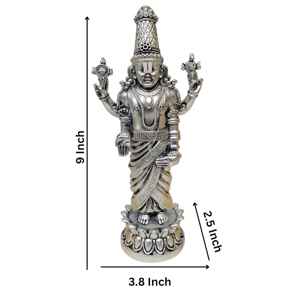 Lord Tirupati Balaji Kamal Silver Plated Idol for Mandir Pooja | Lord Venkateswara Swamy for Diwali Decor|