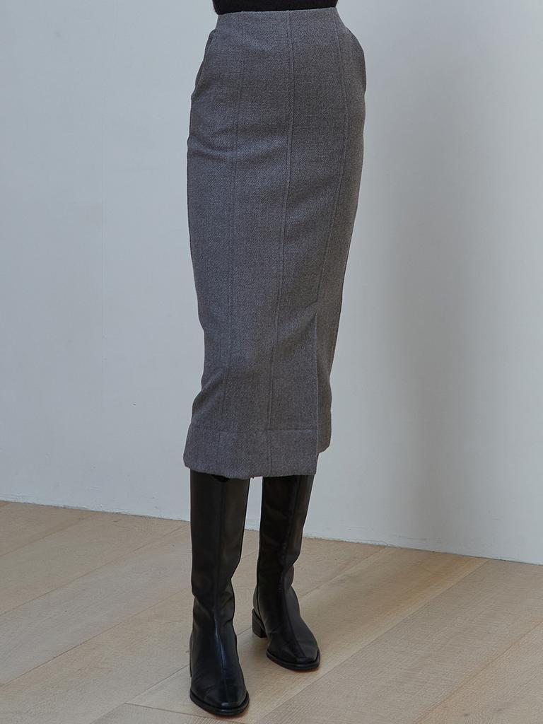 Eight Days A Week Wool Slit Skirt Charcoal Ad204
