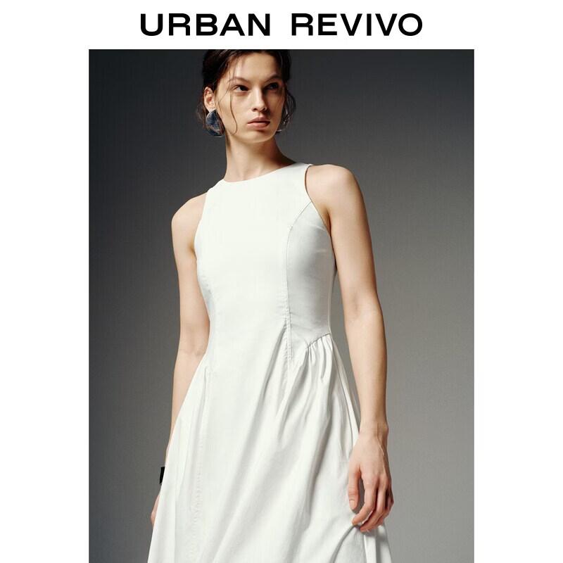 UR Women's Pleated Sleeveless Round Neck Dress