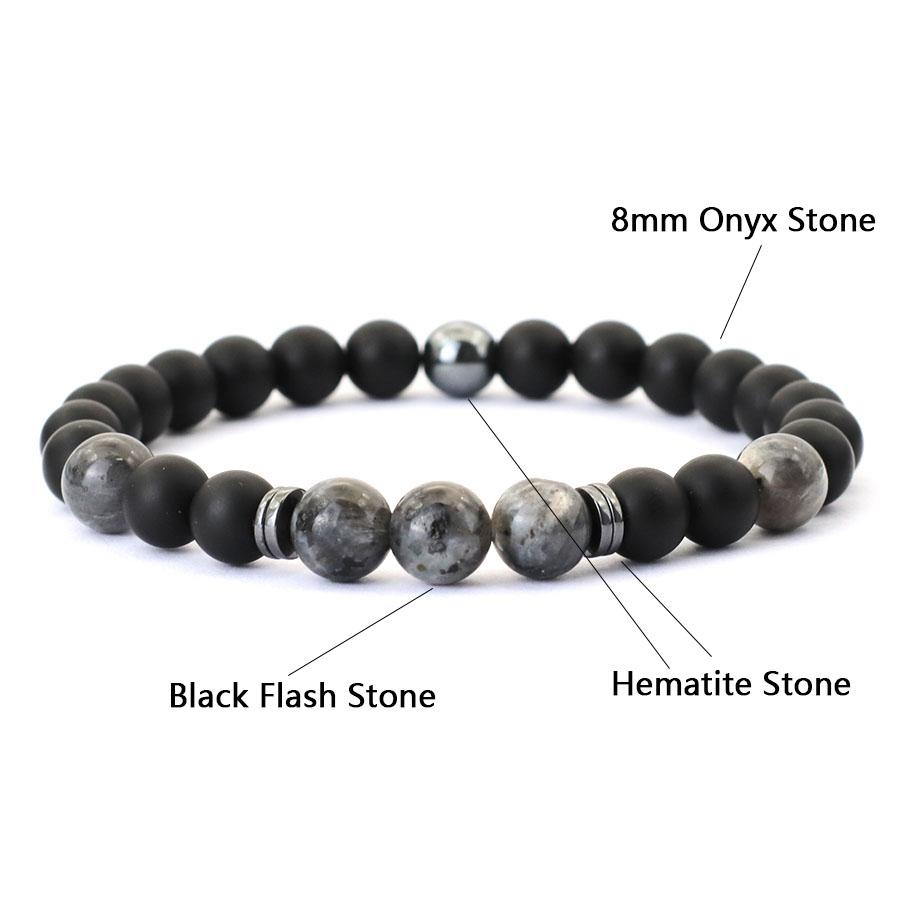 Frosted Black Onyx 8mm Tiger Eye Stone Beaded Bracelet Men Couple Natural Strings Casual Accessories Holiday Gifts