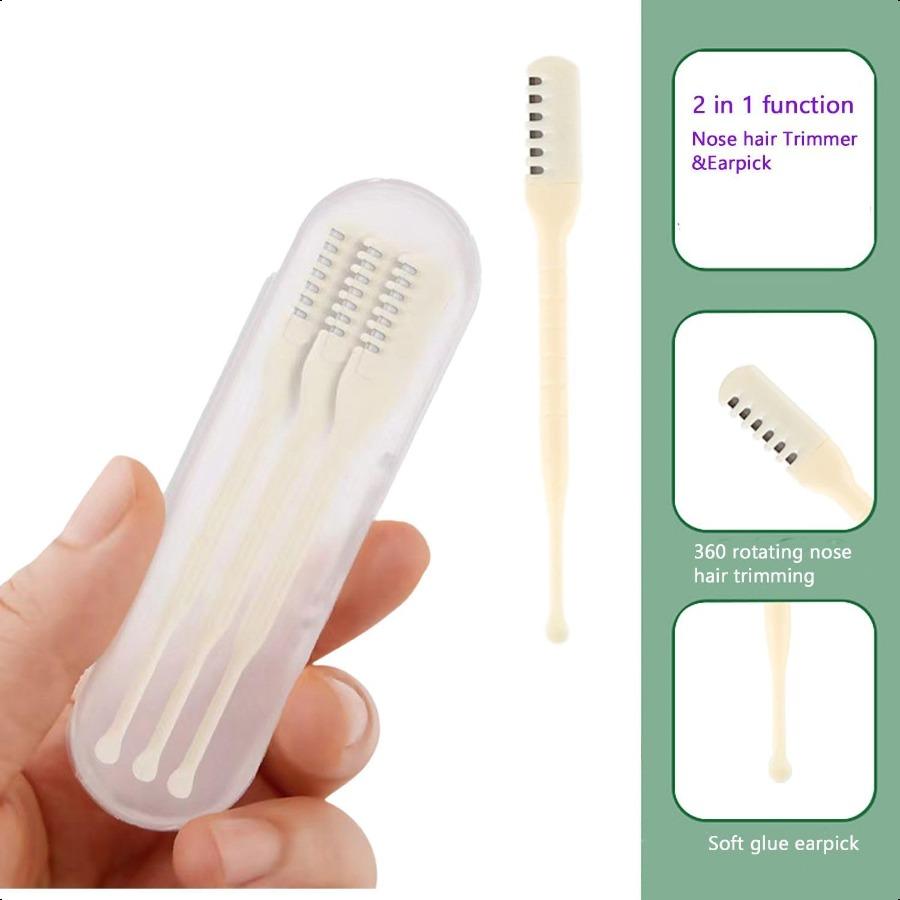 

Ручной триммер для волос в носу для мужчин и женщинТриммер для волос в носу, ушах, усахВодонепроницаемый из нержавеющей стали со щеткой l Клипперы Желтый United States