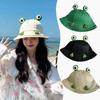 Summer Parent Kid Frog Bucket Hat Outdoor Children's Sunscreen Caps Cartoon Cute Panama Cap Adult Funny Cotton Fisherman Hats