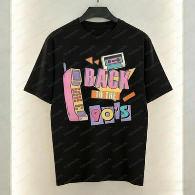 Back To The 90s Printed TShirt Retro Brick Phone Cassette Graphic Tops Y2K Harajuku Trendy Casual Cotton Tee Clothes for Women