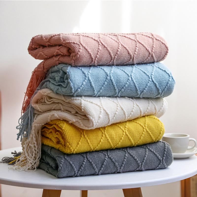 Gift Warm Large Blankets Knitted Tassel Throw for Bed Chair Sofa Couch Cover All-Season Blanket Home Decor Soft Comfortable