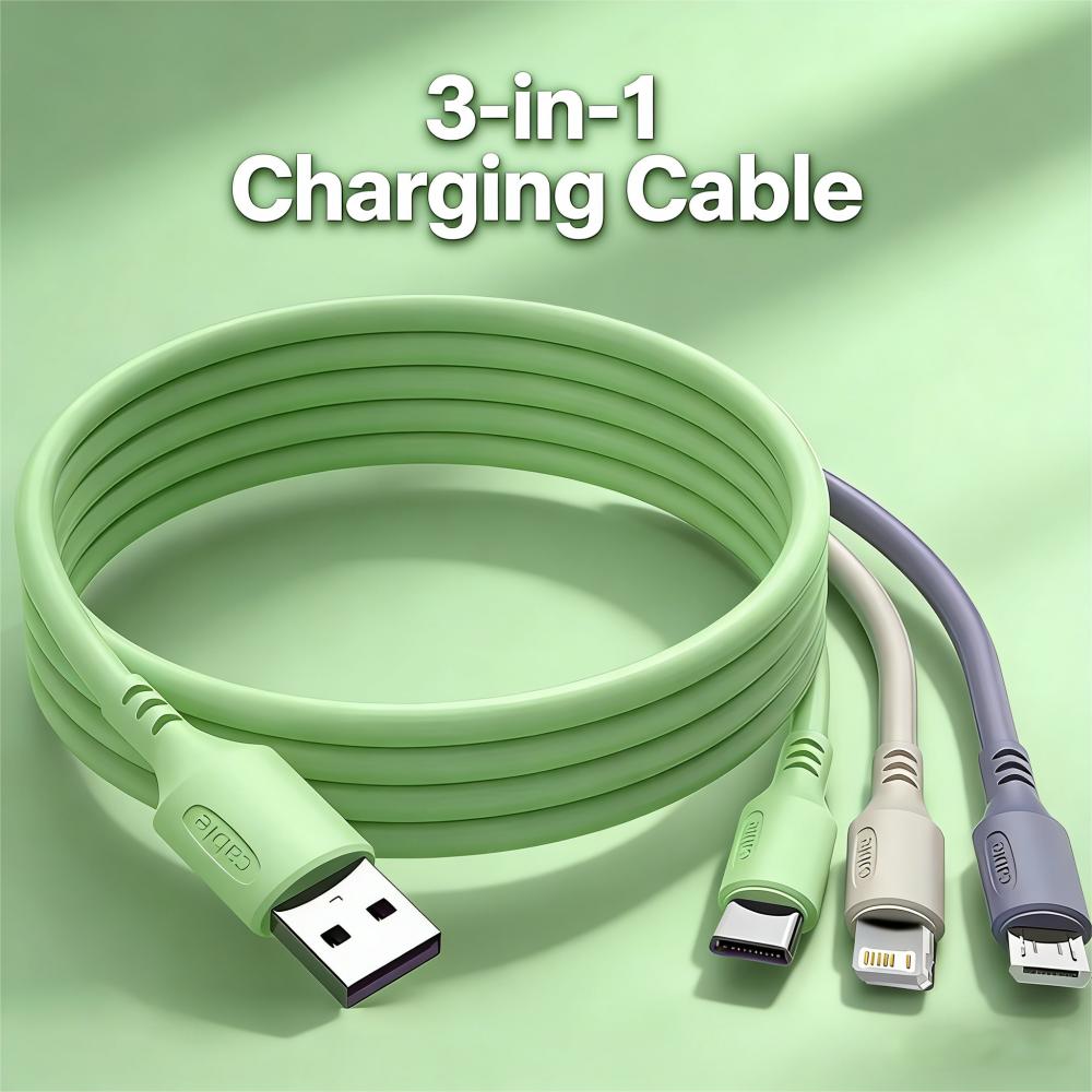 

2pcs 3 In 1 Green Super Fast Charging Cable For iPhone15 14 13 12 11 X Pro Max Micro USB Type-C Phone Charger USB-C Data Cable 2pcs зелёный
