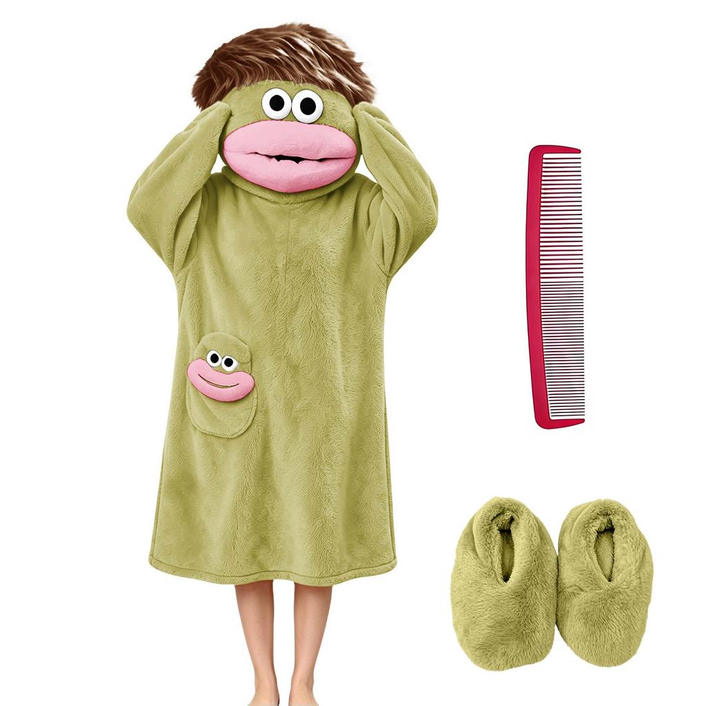 Kids Funny Big Mouth Pajama Loungewear Set with Shoes and Comb for Boys and Girls