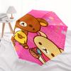 Rilakkuma,Bear Friends Automatic Folding Umbrella Simple 8 Rib Design, Bright Cartoon Pattern, Durable Iron Frame, Suitable For Travel, Outd