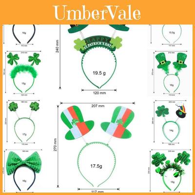 St. Patrick's Day Green Clover Hair Band Elf Hat Headband Set