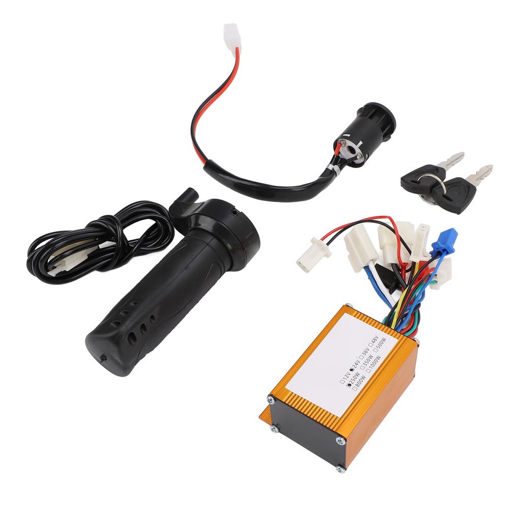 24V 250W Brushed Controller Ignition Switch Lock Throttle Grip Set for Electric Bike Tricycle Motorcycle