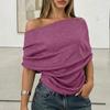 Women's Fashion Off Shoulder Sleeve Top - Casual One Shoulder Blouse Summer