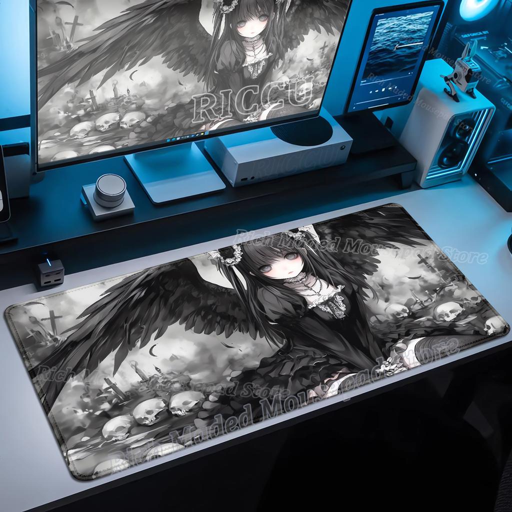 Anime Pretty Girl Tablemat Large Cartoon Dark Angel Girls Mouse Pad E-sports Anti slip Desk Mat Xxl Office PC Keyboard Mousepad