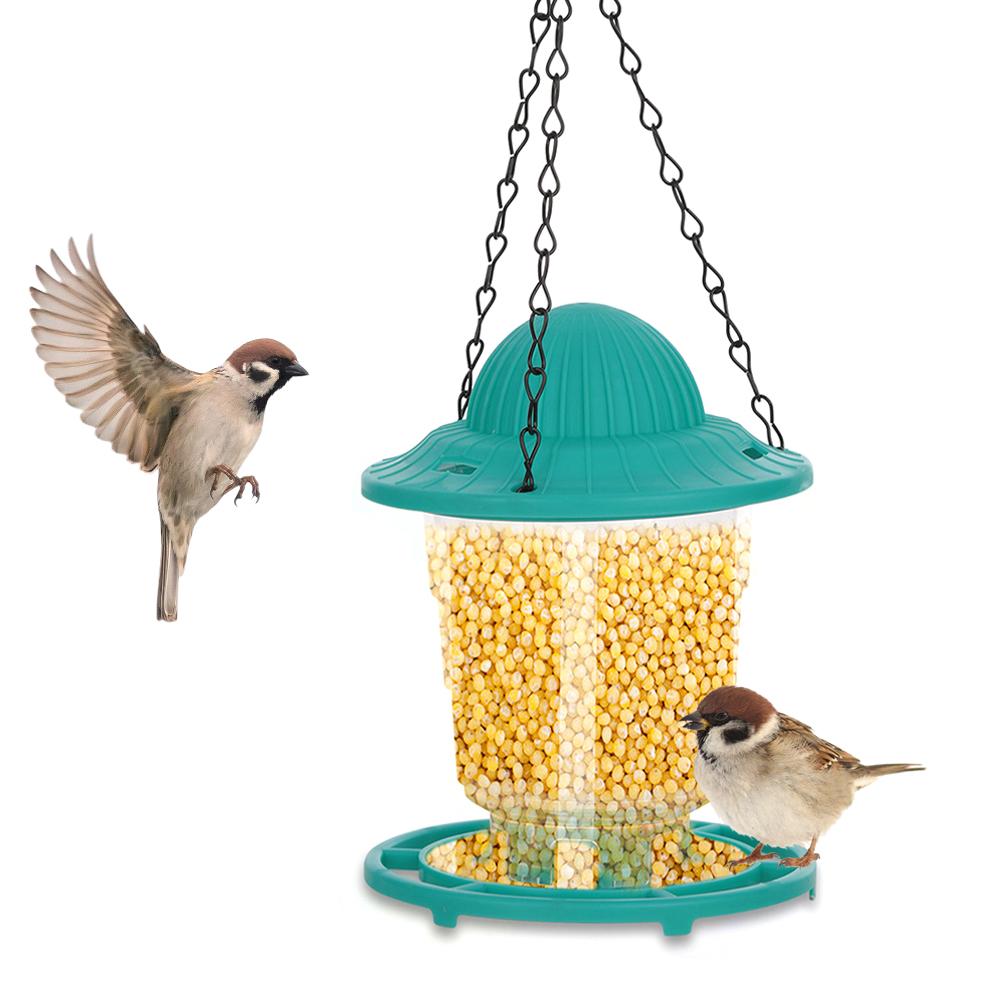 1Pcs Foldable Automatic Bird Feeder Hanging Outdoor Deep Gray 12.5x12.5x17x15cm