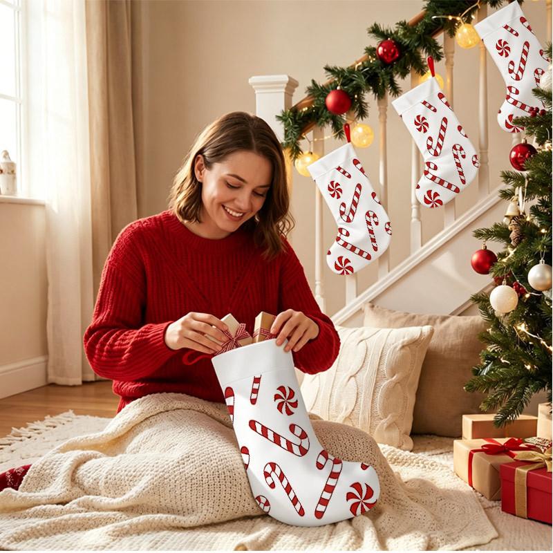 Christmas decoration fireplace hanging stockingChristmas Stockings 1pc 45.72 cm, Candy Canes Peppermint Red Pr
