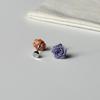 Cappuccino Rose Polymer Clay Flower Ear Cuff Helix Stud with Titanium Steel Screw-Free Earrings