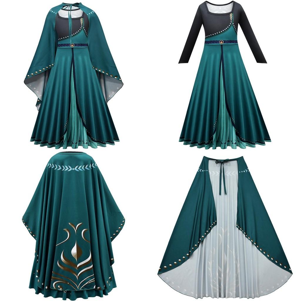 Costume da Principessa Anna di Frozen Vestito Mantello Completo Travestimento Festa