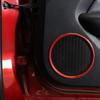 2xInner Side Door Speaker Cover Ring Trim For 15+ Ford Mustang  Red Carbon Fiber