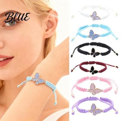 Braided Butterfly Bracelet Handcrafted String Rope Adjustable Cheerleader Wristlet Gift