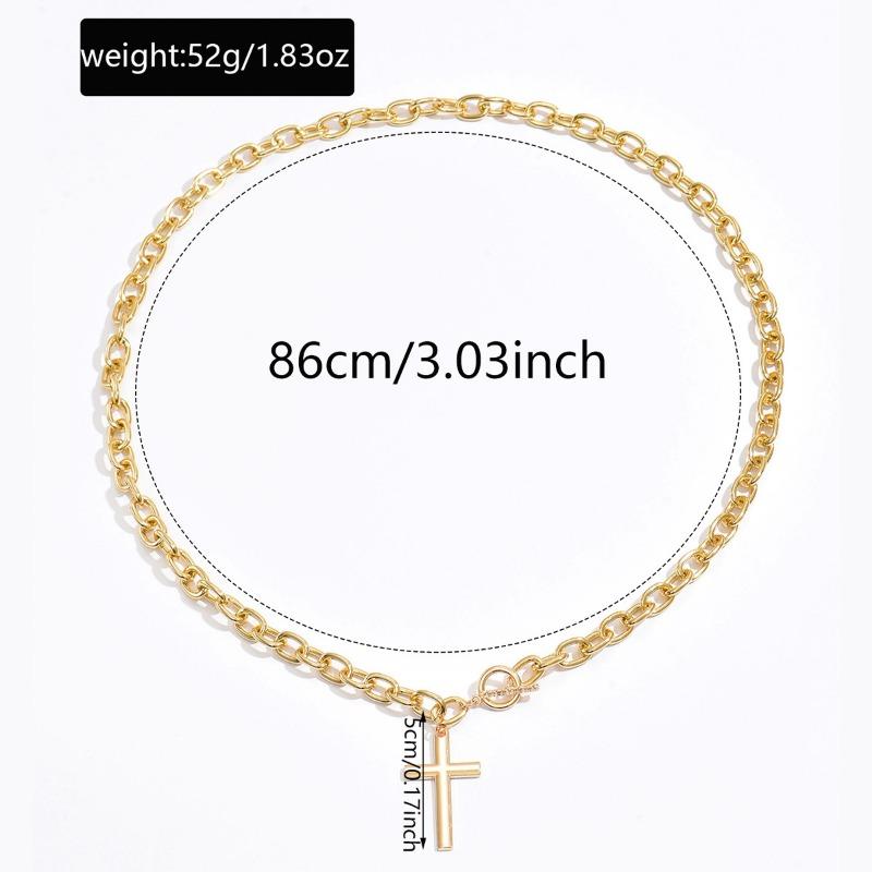 Hot-selling Simple Stacked Cross Pendant Necklace Niche High Sense Exaggerated Thick Chain Collarbone Chain Accessories